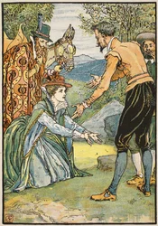 El encuentro de Dorotea y Don Quijote, ilustración de 